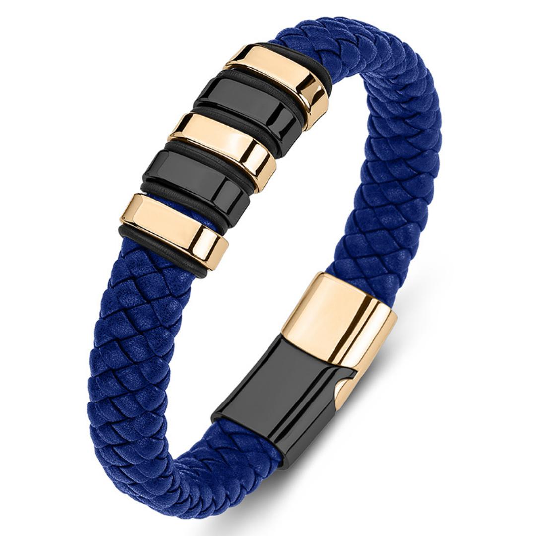 Everloop Women’s Personalised Blue Leather Bracelet-Personalised Bracelet-Auswara