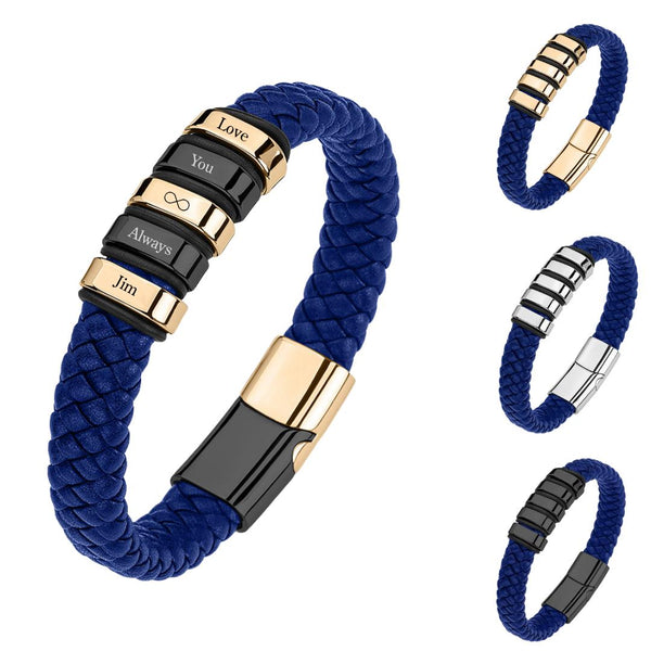 Everloop Women’s Personalised Blue Leather Bracelet