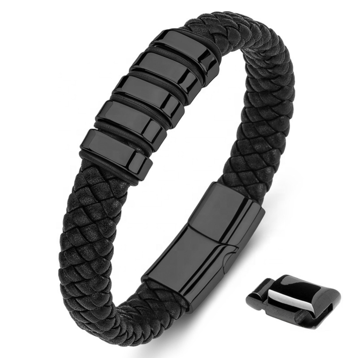 Everloop Personalised Black Leather Bracelet