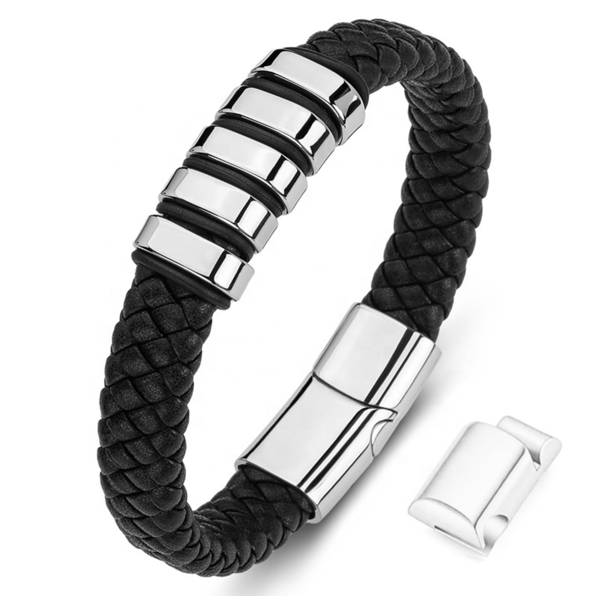 Everloop Personalised Black Leather Bracelet