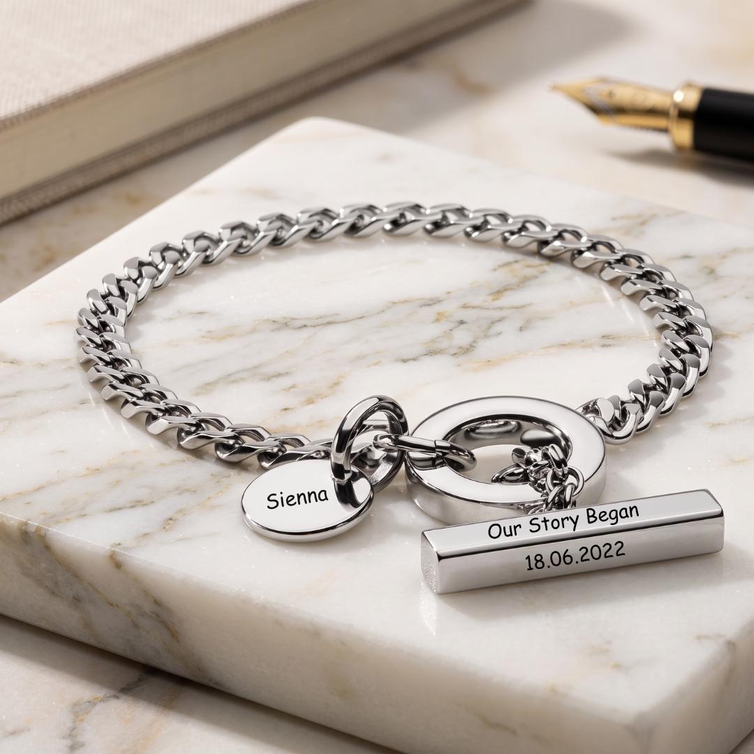 Everly Personalised Women Toggle Bracelet-Personalised Bracelet-Auswara