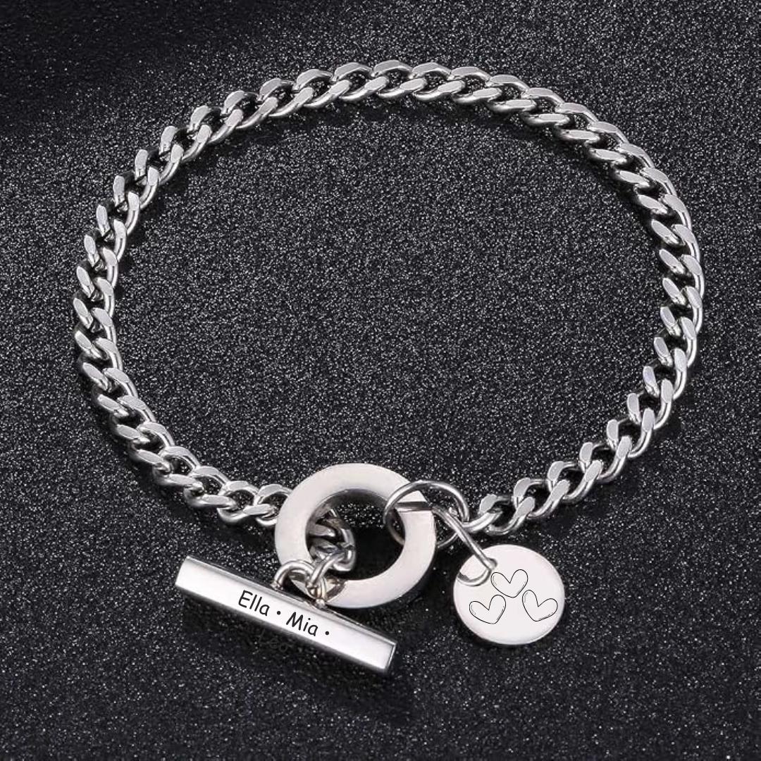 Everly Personalised Women Toggle Bracelet-Personalised Bracelet-Auswara