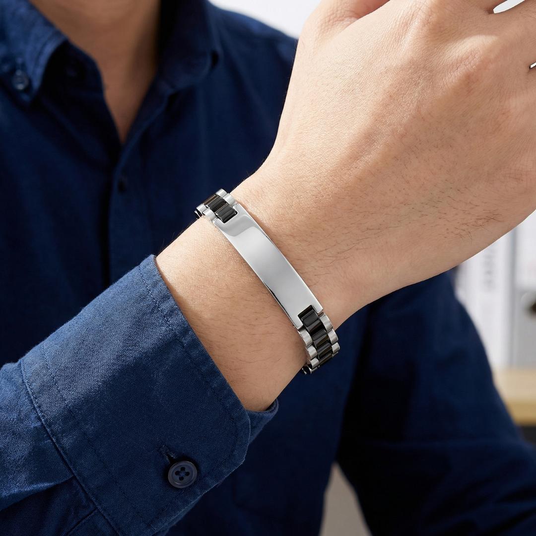 Evermark Unisex Personalised Link Bracelet-Personalised Bracelet-Auswara