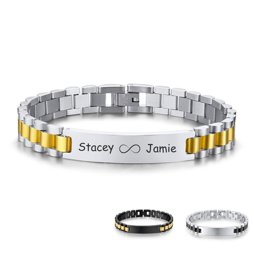 Evermark Unisex Personalised Link Bracelet-Personalised Bracelet-Auswara