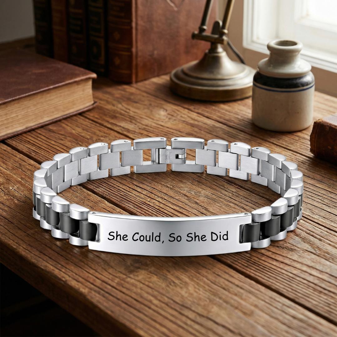 Evermark Unisex Personalised Link Bracelet-Personalised Bracelet-Auswara