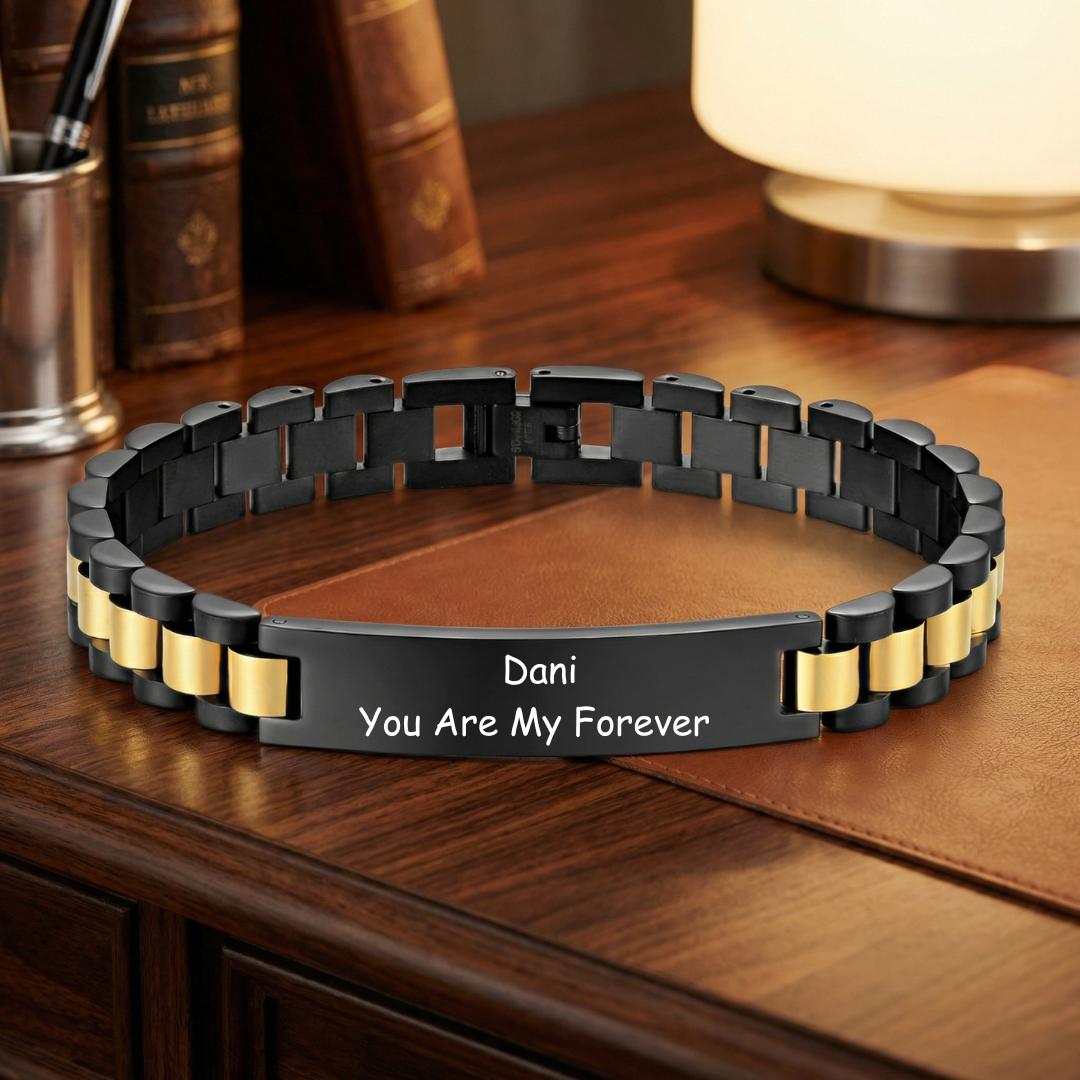 Evermark Unisex Personalised Link Bracelet-Personalised Bracelet-Auswara