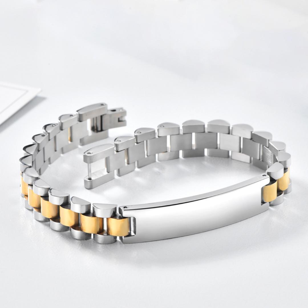 Evermark Unisex Personalised Link Bracelet-Personalised Bracelet-Auswara