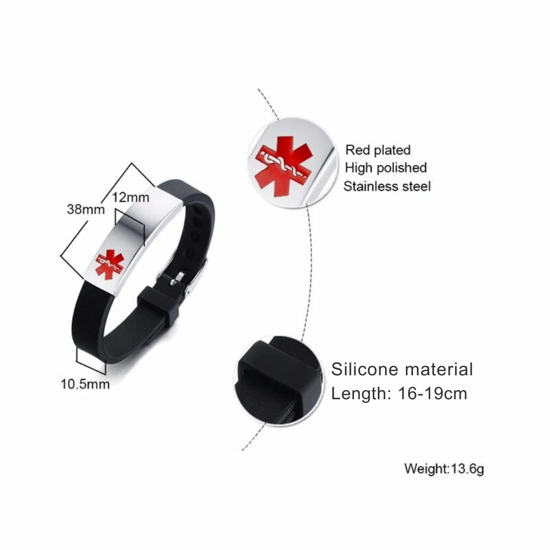 Everyday Safety Silicone Medical Alert ID Bracelet