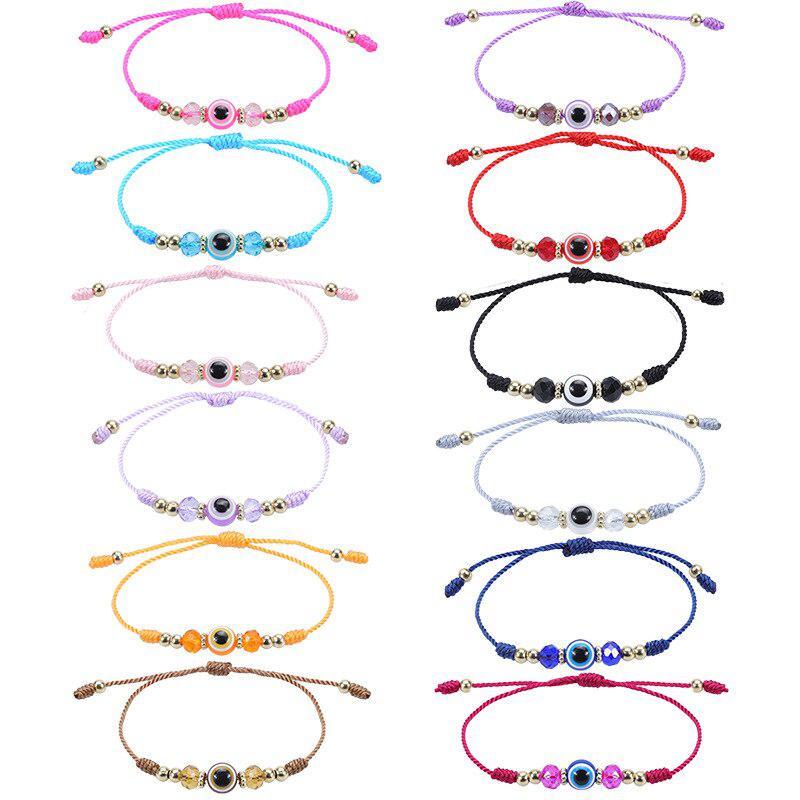 Evil Eye Adjustable Rope Weave Bracelet-Evil Eye Bracelet-Auswara