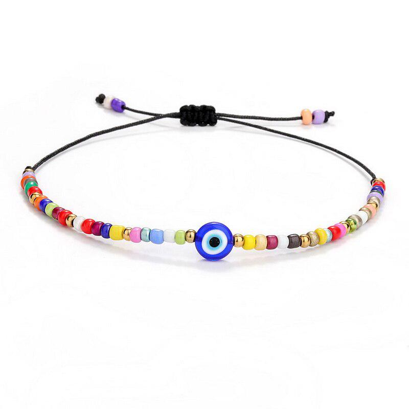 Evil Eye Braided Bracelet with Colourful Beads-Evil Eye Bracelet-Auswara