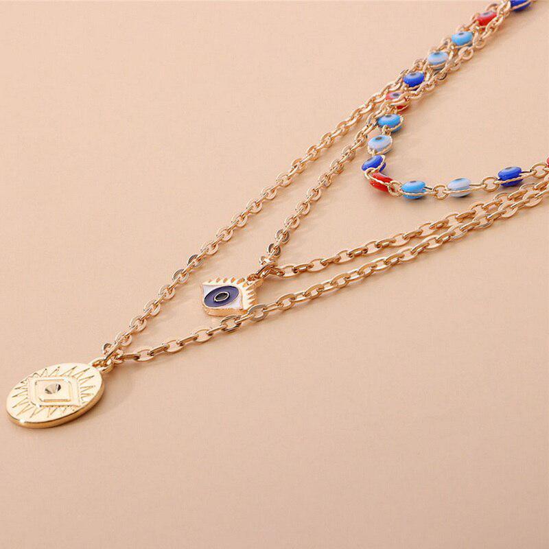 Evil Eye Multilayer Necklace-Evil Eye Necklace-Auswara