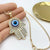 Evil Eye Necklace with CZ Hamsa Hand Pendant-Evil Eye Necklace-Auswara