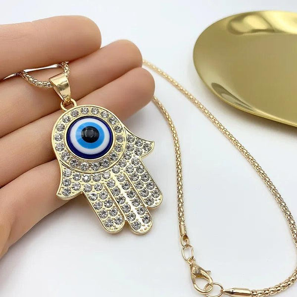Hamsa hand with evil eye necklace on sale