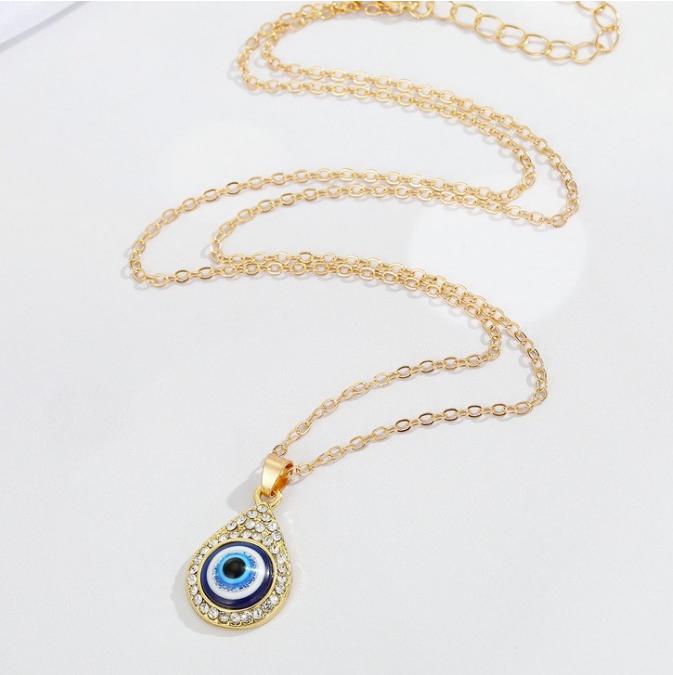 Evil Eye Necklace with Cubic Zirconia-Evil Eye Necklace-Auswara