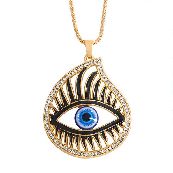 Evil Eye Pendant Necklace with Dark Outlines-Evil Eye Necklace-Auswara