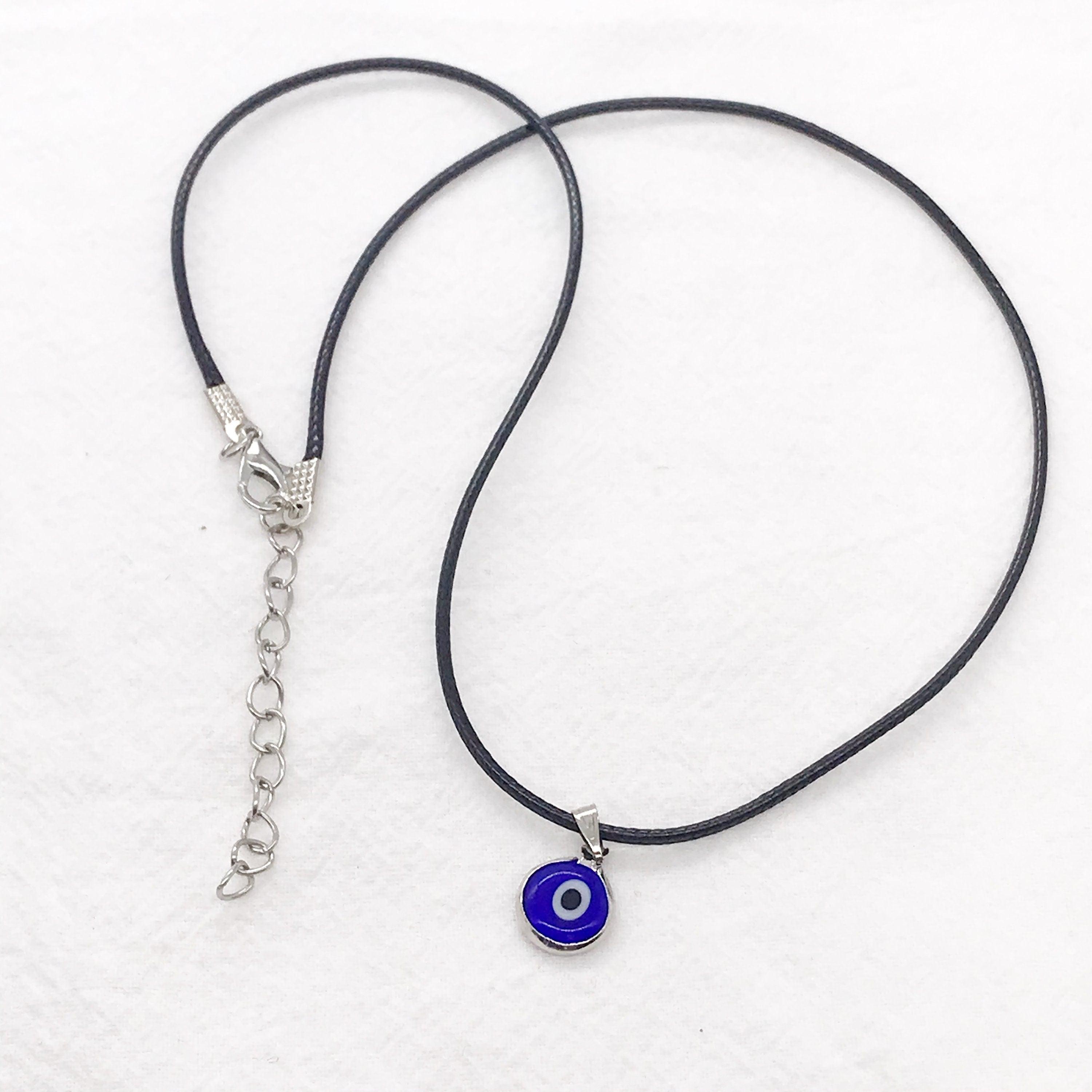 Evil Eye Pendant with Black String Necklace Auswara