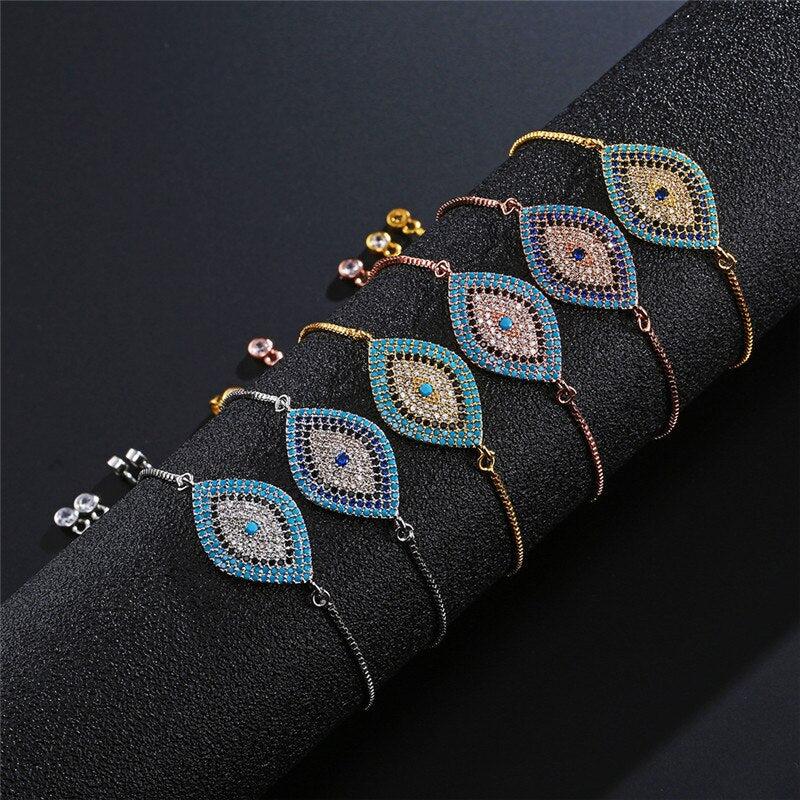 Evil Eye Slider Chain Bracelet-Evil Eye Bracelet-Auswara