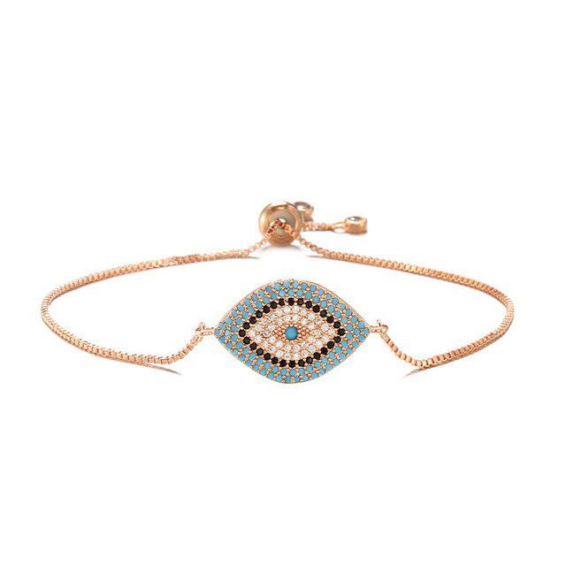 Evil Eye Slider Chain Bracelet-Evil Eye Bracelet-Auswara
