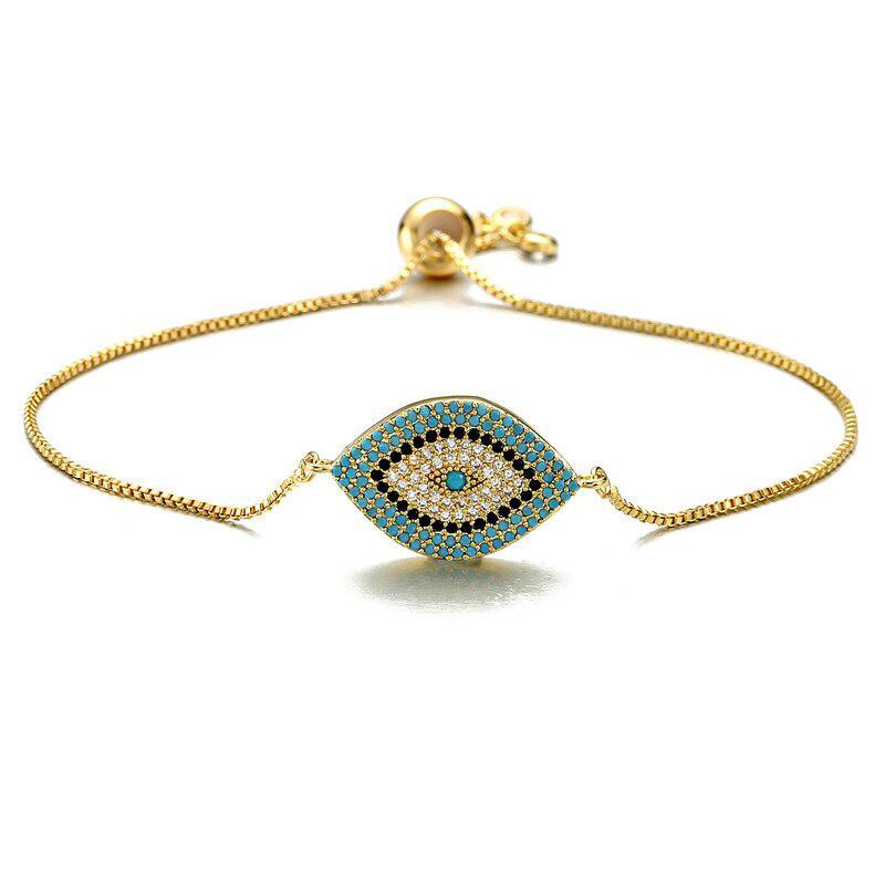 Evil Eye Slider Chain Bracelet-Evil Eye Bracelet-Auswara