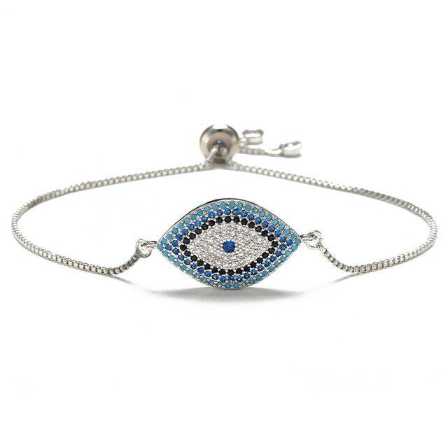 Evil Eye Slider Chain Bracelet-Evil Eye Bracelet-Auswara