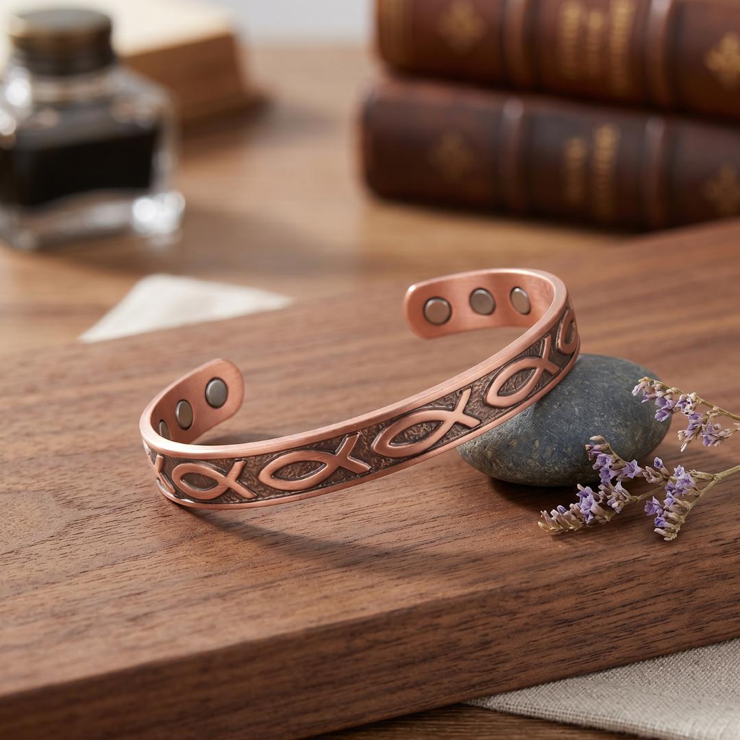 Faith Ichthys Copper Cuff – Light-Revealed Edition for Her-Cross Bracelet-Auswara