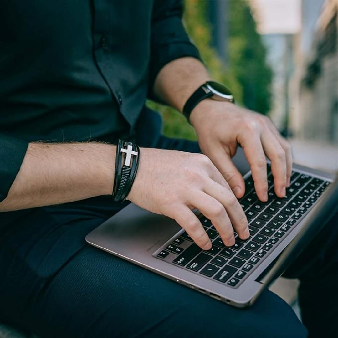 FaithLayer Custom Cross Leather Bracelet-Personalised Bracelet-Auswara