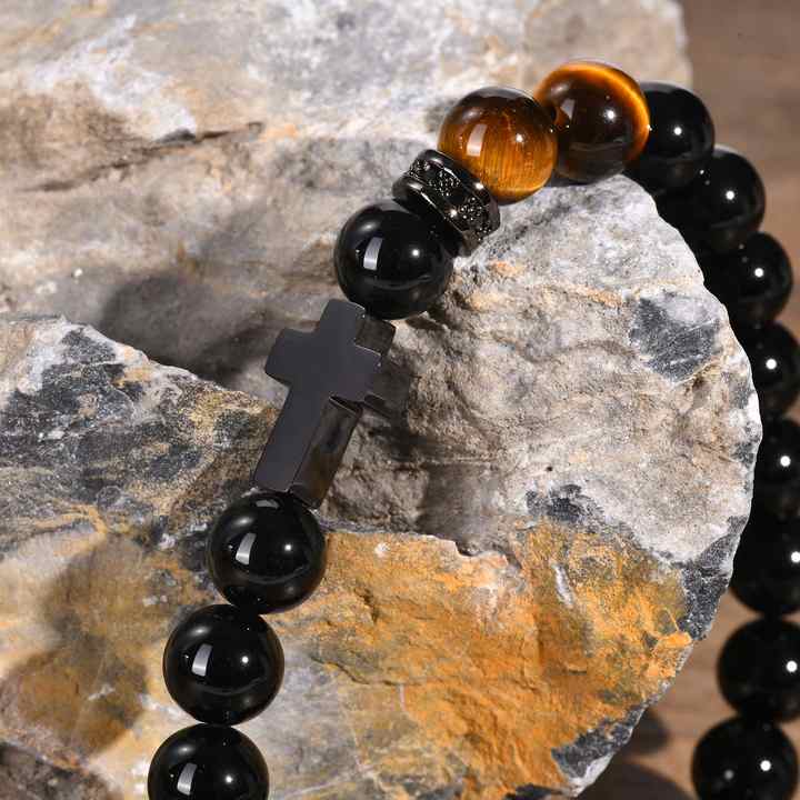 FaithStone Tiger Eye Cross Bracelet-Cross Bracelet-Auswara