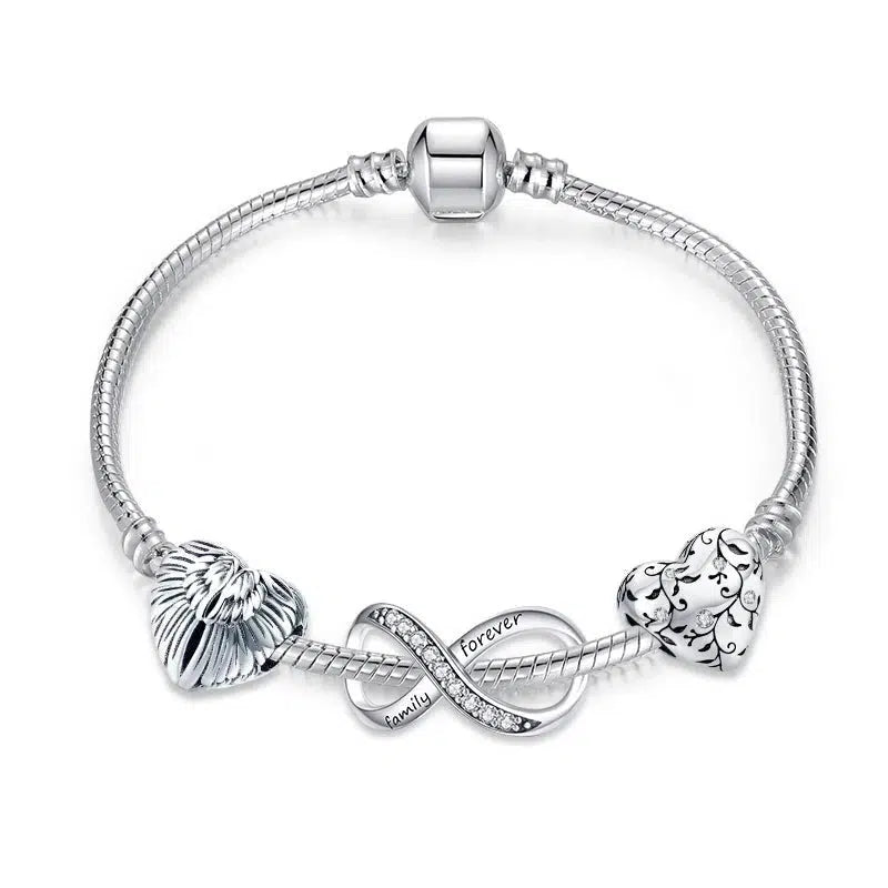 Family Forever Infinity Heart Charm Bracelet-Women Bracelets-Auswara