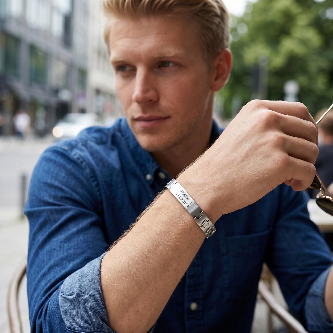ForeverMark Men’s Personalised Bracelet-Personalised Bracelet-Auswara