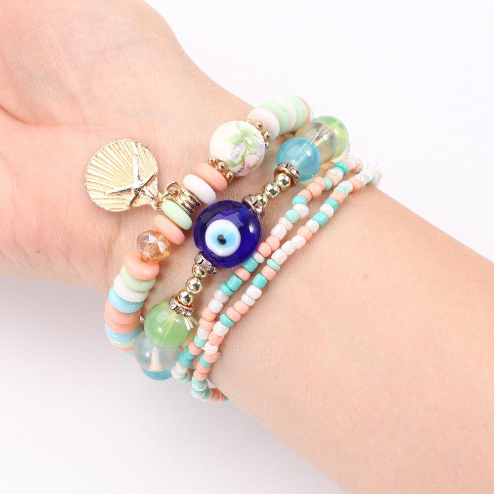 Four Layer Evil Eye Bracelet Set-Evil Eye Bracelet-Auswara