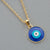 Gold Colour Evil Eye Round Pendant Necklace-Evil Eye Necklace-Auswara