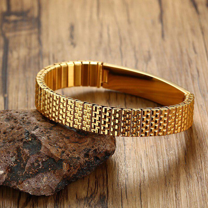 Gold Colour Plated Stainless Steel Medical Alert ID Stretchable Bracelet-Medical ID Bracelet-Auswara