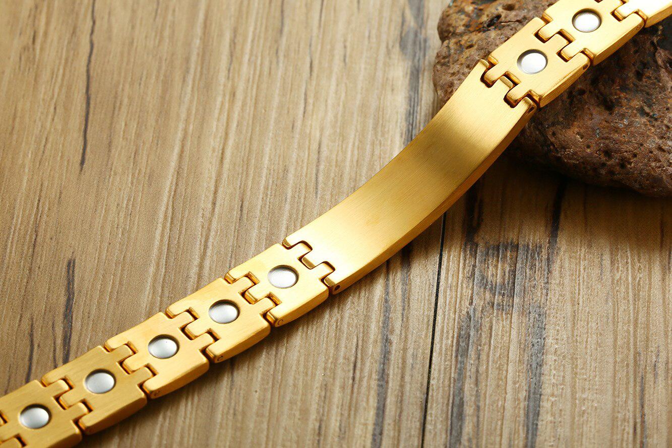 Gold Colour Stainless Steel Medical Alert ID Bracelet-Medical ID Bracelet-Auswara