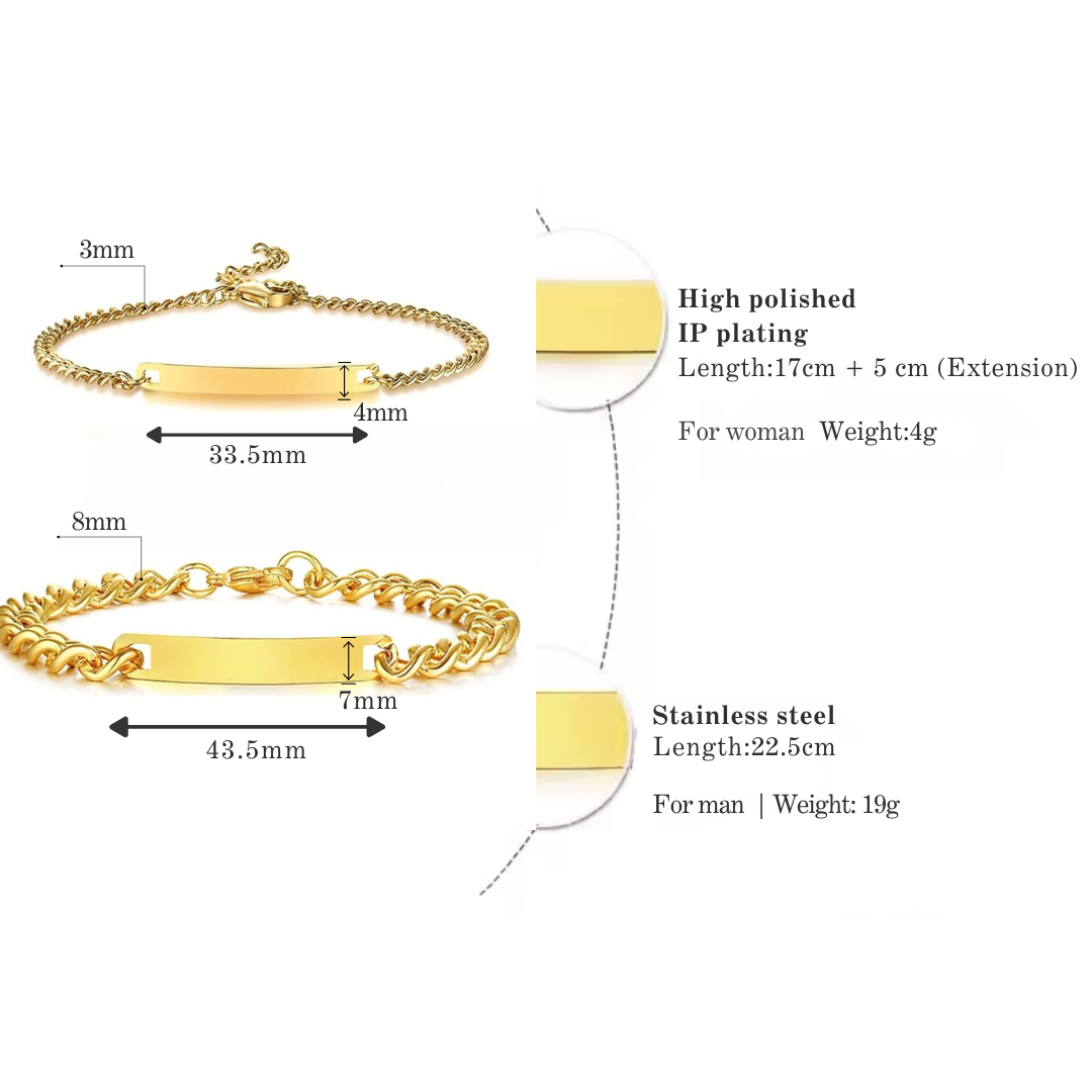 Gold Link Bond – Personalised Couple Bracelet