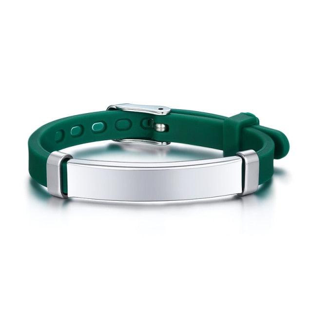 Green Engravable Silicone ID Bracelet for Kids-Identification Bracelet-Auswara