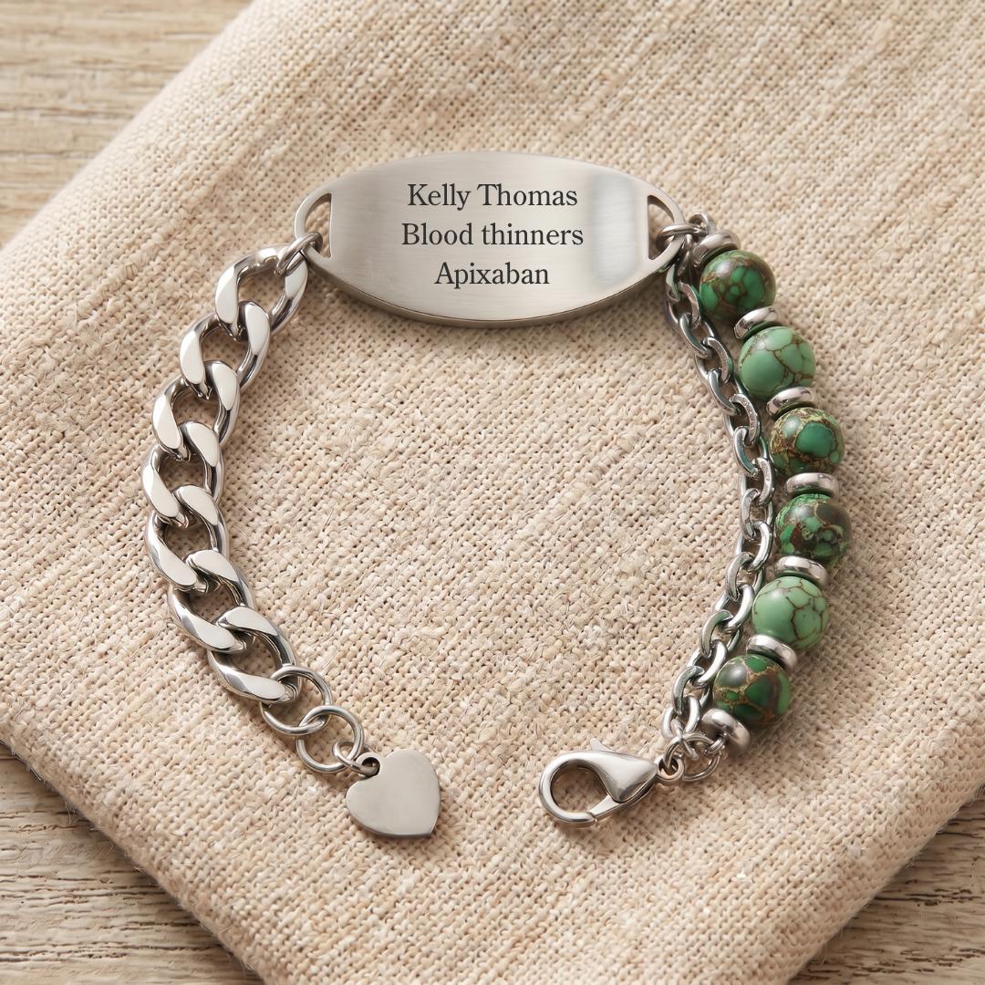 Green Monaco Women Medical ID Bracelet-Medical ID Bracelet-Auswara