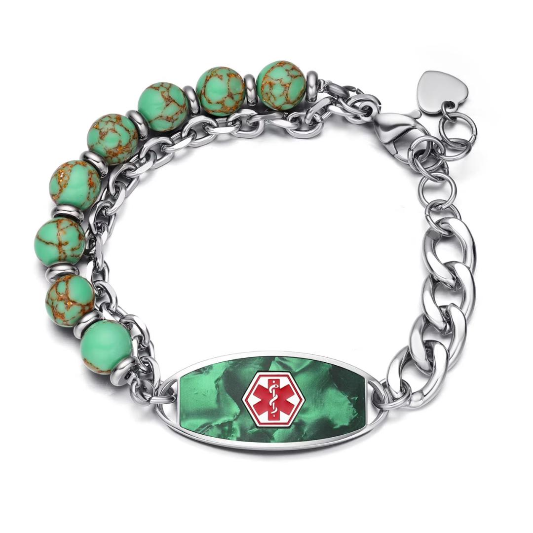 Green Monaco Women Medical ID Bracelet-Medical ID Bracelet-Auswara