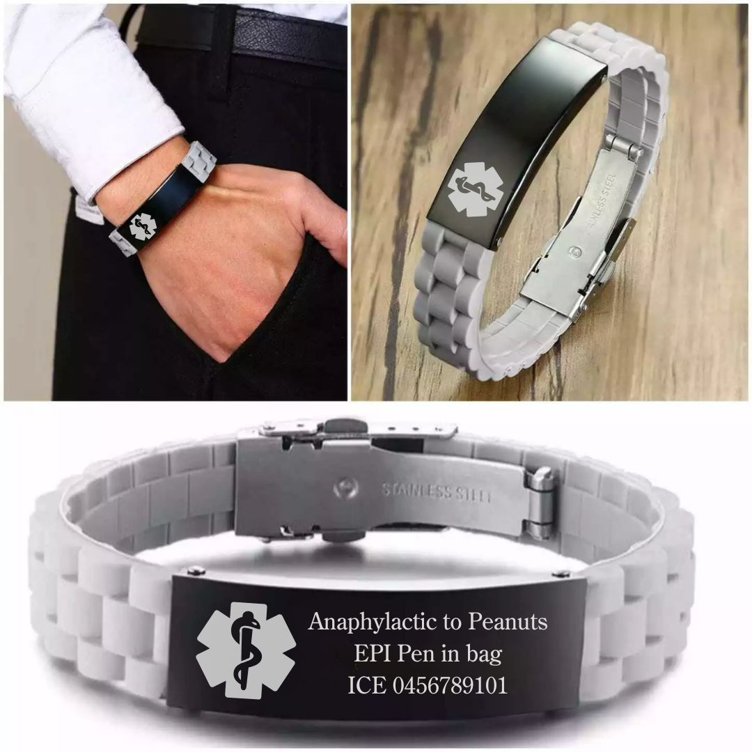 Grey SiliconShield Medical ID Bracelet