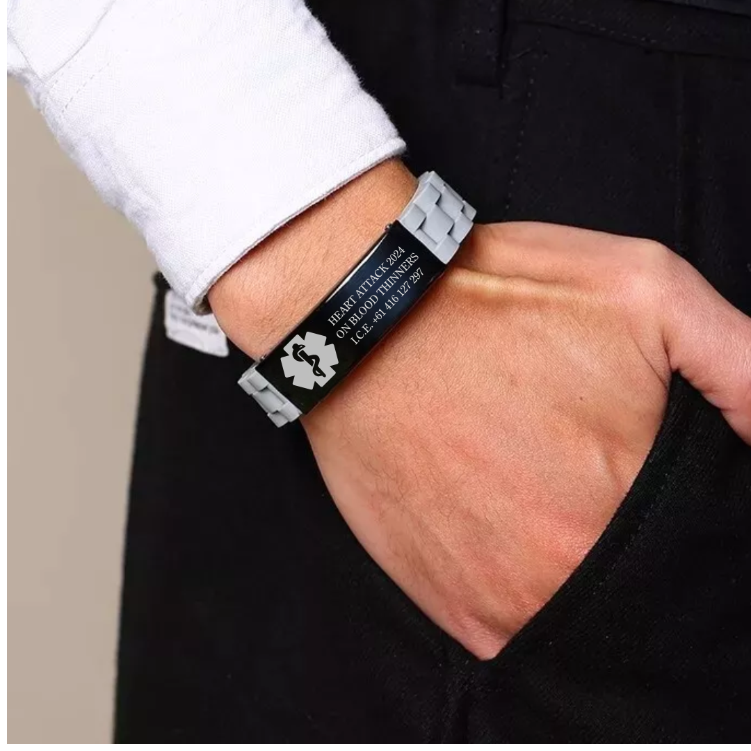 Grey SiliconShield Medical ID Bracelet