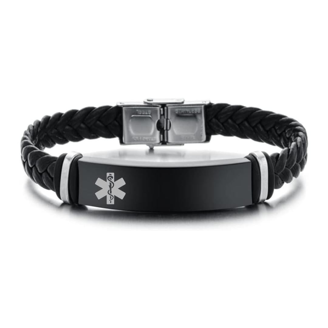 Guardian Braided Leather Medical ID Bracelet-Medical ID Bracelet-Auswara