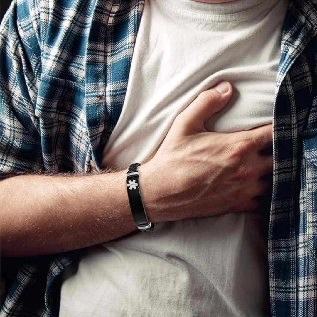 Guardian Braided Leather Medical ID Bracelet-Medical ID Bracelet-Auswara