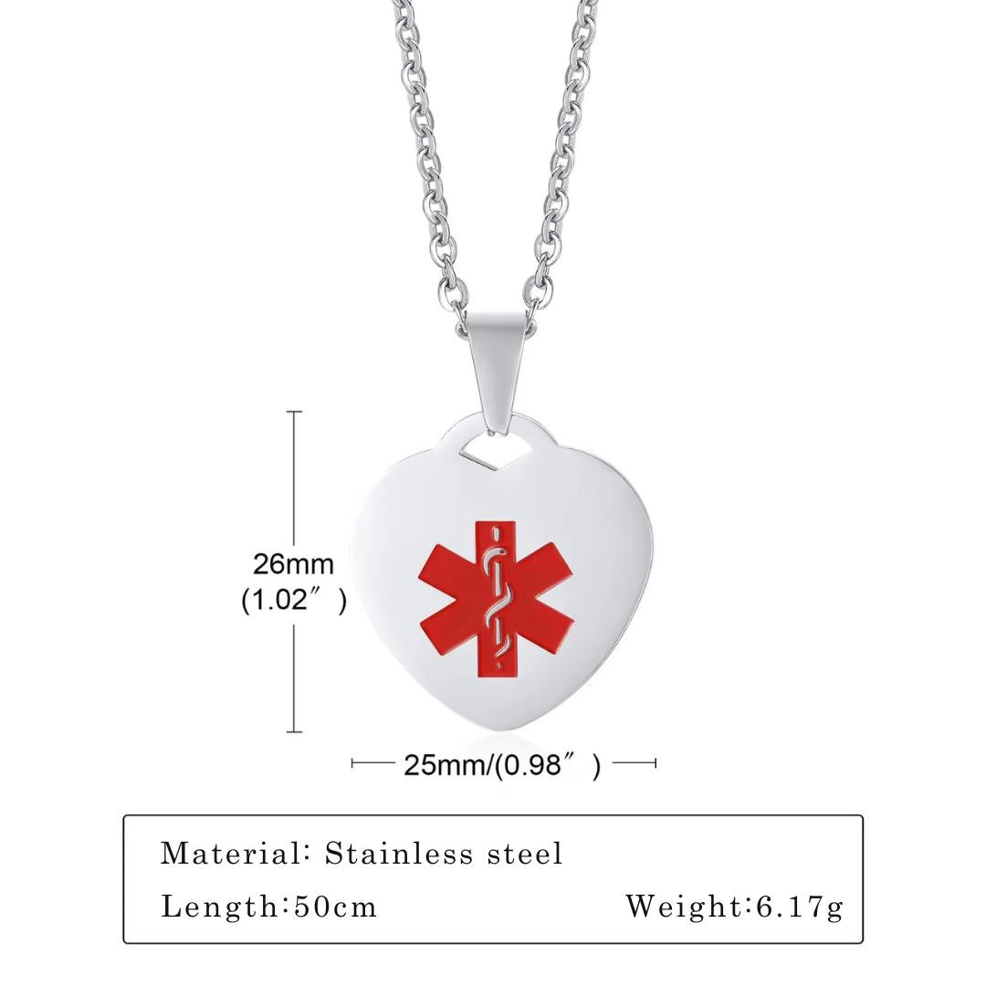 Guardian Heart Medical ID Necklace-Medical Necklace-Auswara