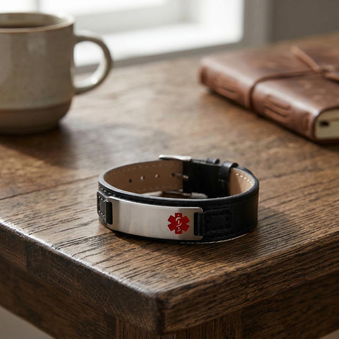 GuardianBand Leather Medical ID Bracelet-Medical ID Bracelet-Auswara