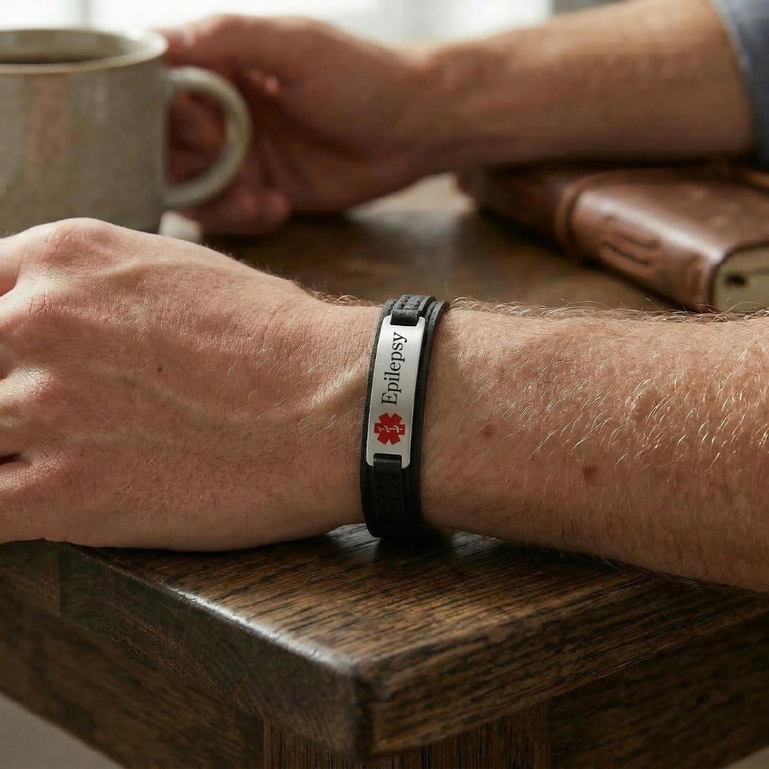 GuardianBand Leather Medical ID Bracelet-Medical ID Bracelet-Auswara
