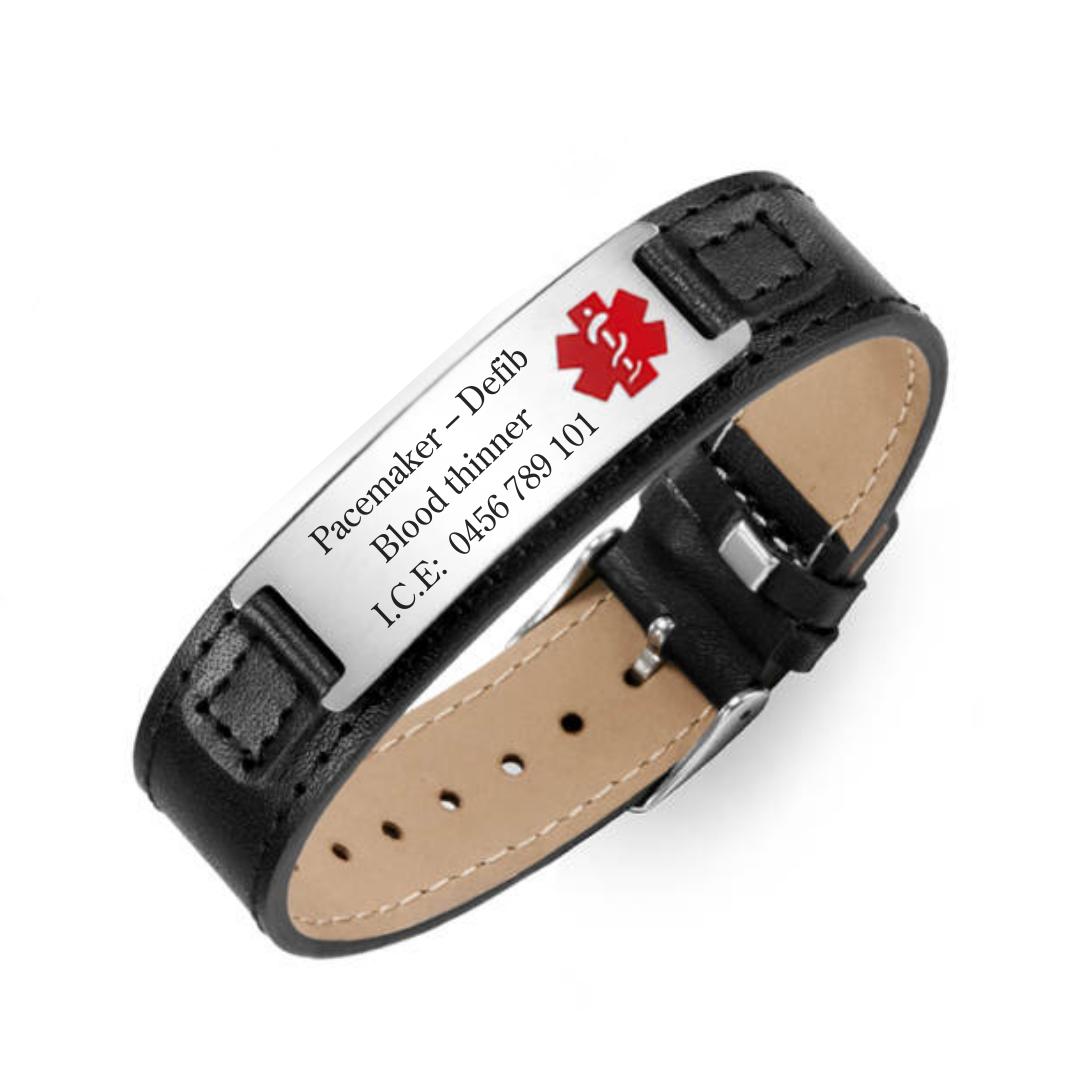GuardianBand Leather Medical ID Bracelet-Medical ID Bracelet-Auswara