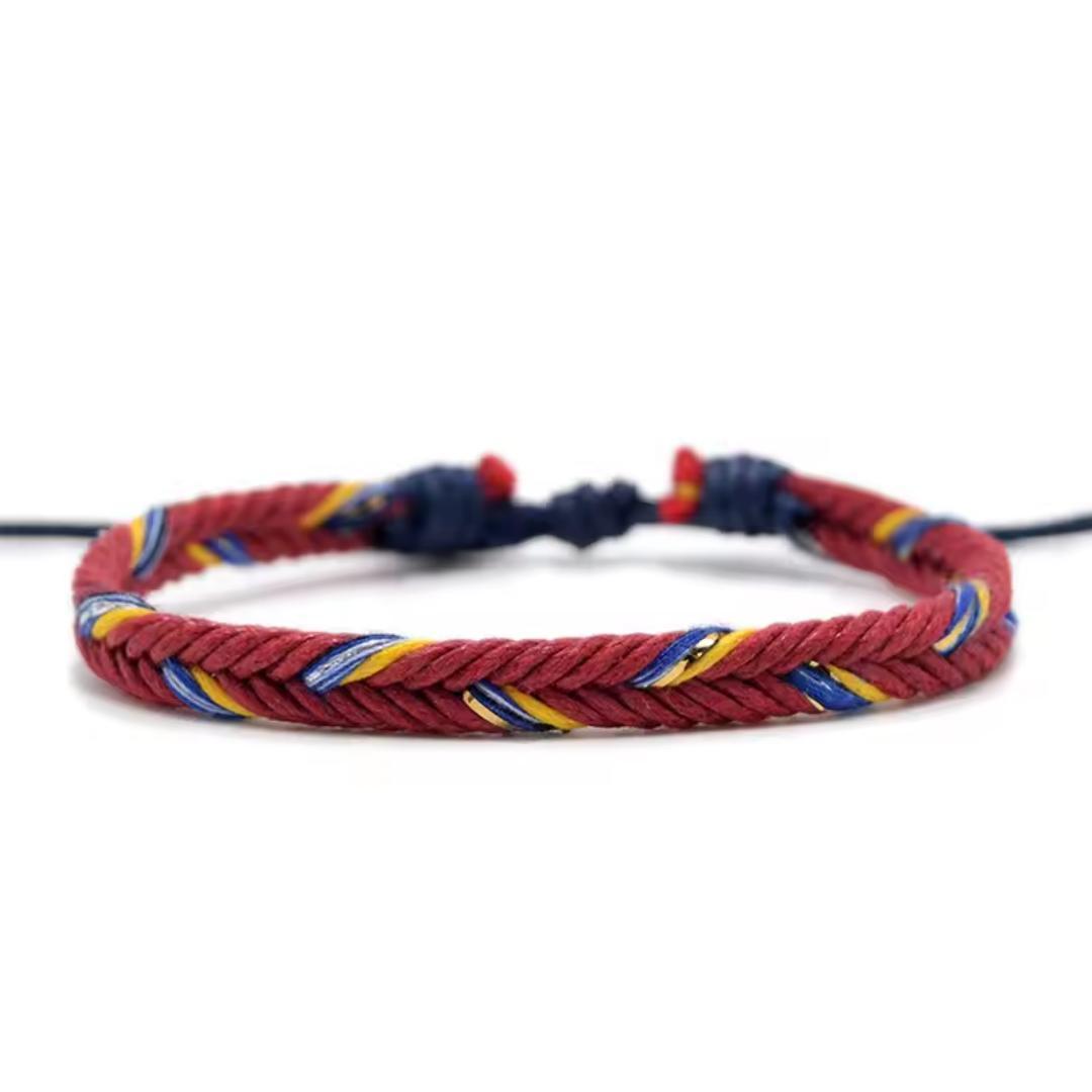 Handwoven Burgundy Multicolour Cord Bracelet-Rope Bracelet-Auswara