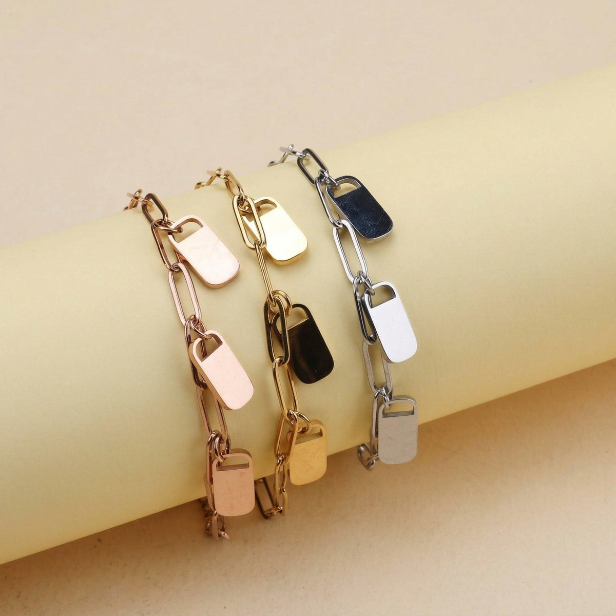 Harlow Tag Charm Bracelet | Personalised Name Bracelet-Personalised Bracelet-Auswara