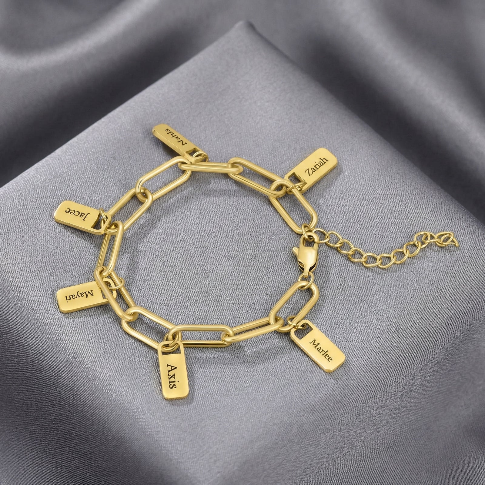 Harlow Tag Charm Bracelet | Personalised Name Bracelet-Personalised Bracelet-Auswara