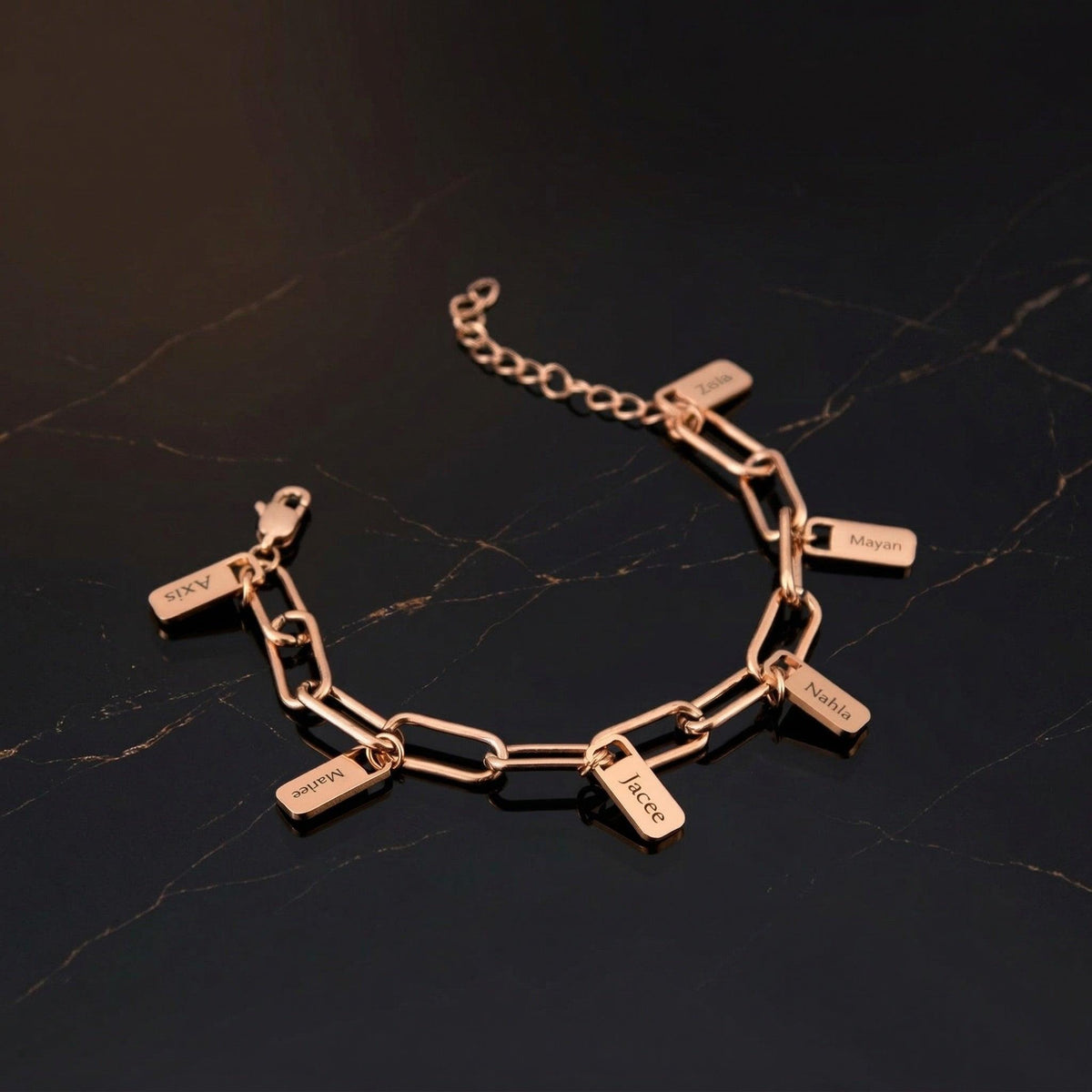 Harlow Tag Charm Bracelet | Personalised Name Bracelet-Personalised Bracelet-Auswara