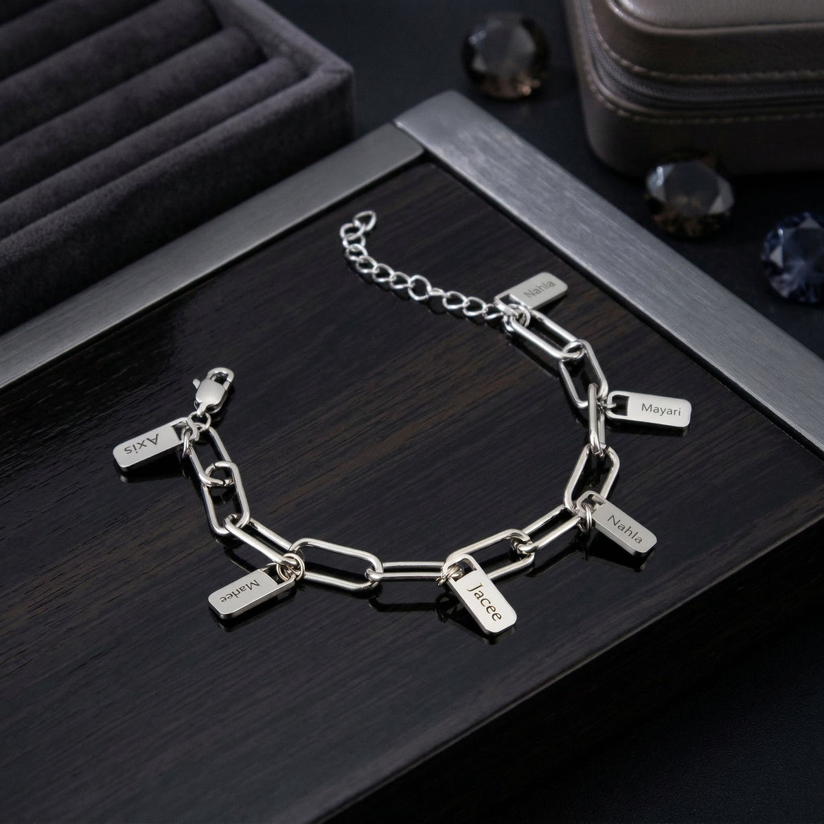 Harlow Tag Charm Bracelet | Personalised Name Bracelet-Personalised Bracelet-Auswara